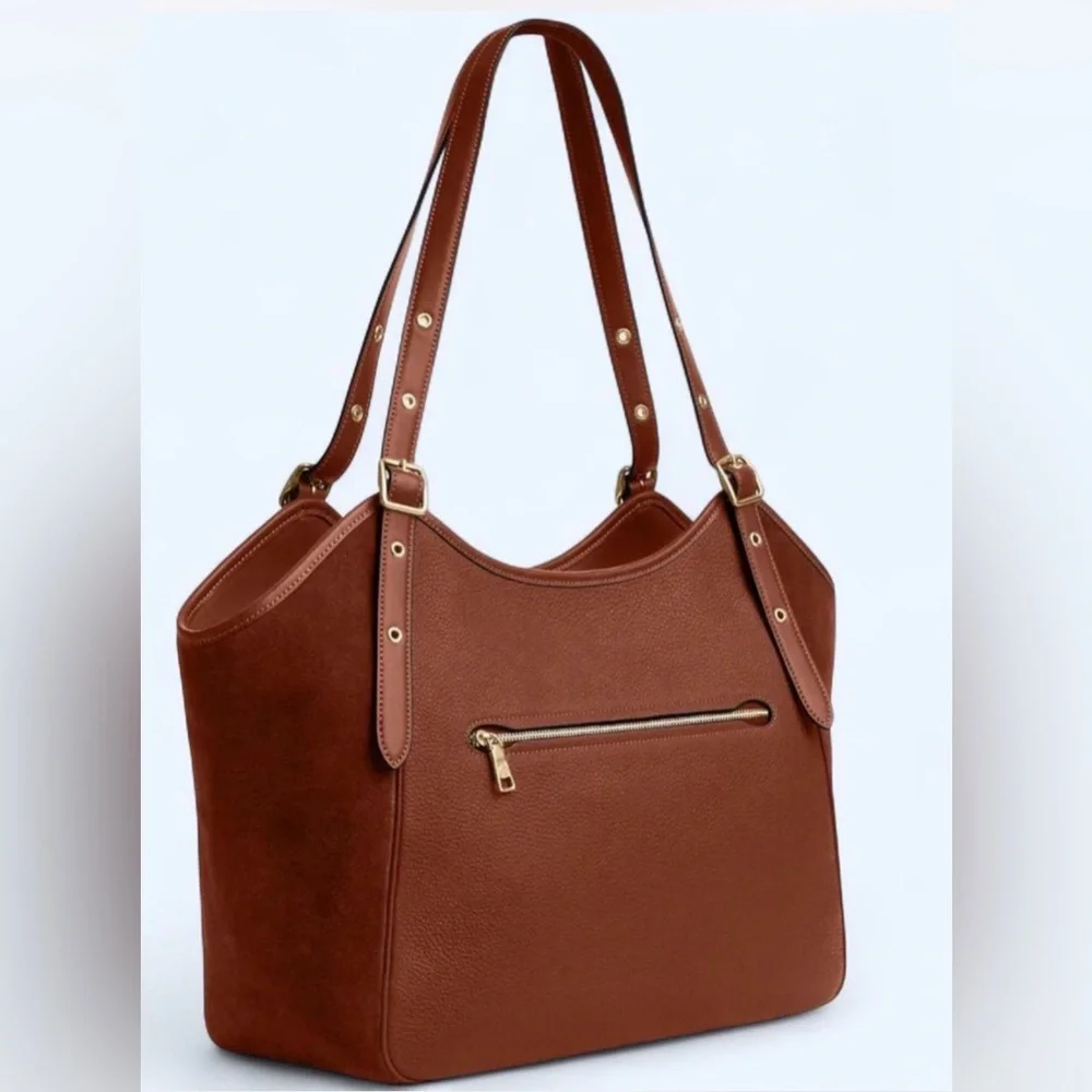Coach Chestnut Brown Leather Suede Tote - Picture 3 of 14